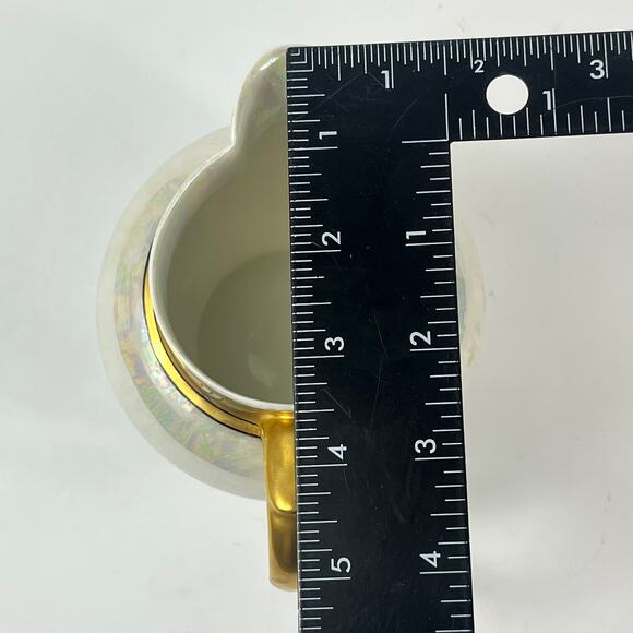 Antique Jean Pouyat Limoges Pitcher 4" Art Deco Glazed Pearlescent 1900s Gold - Picture 11 of 12